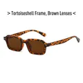 Retro small square sunglasses with tortoiseshell frames and tea colored lenses - Tortoiseshell Frame Tea Lens