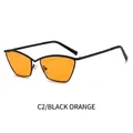 Occhiali da sole cat-eye in metallo con montatura nera e lenti arancioni alla moda - Montatura Nera Lenti Arancioni