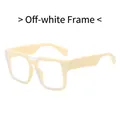 Fashionable oversized square sunglasses with a minimalist off-white frame design - Beige + White