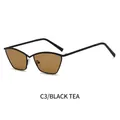 Occhiali da sole cat-eye montatura in metallo nero e lenti color tè variante C3 - Montatura Nera Lenti Tè