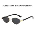 Gafas de sol poligonales irregulares con montura de metal dorado y lentes negro gris - Montura Dorada Negro Gris