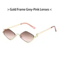 Lunettes de soleil losange avec monture en métal doré et verres dégradés gris-rose - Monture Dorée Verres Gris Rose
