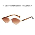 Gafas de sol geométricas con montura dorada, lentes degradadas té y patillas de carey - Marco Dorado Lente Té Degradado
