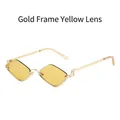 Fashionable rhombus metal half-frame sunglasses with yellow lenses and gold temples - Gold Frame Yellow Lenses