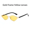 Gafas de sol poligonales modernas con montura metálica dorada y lentes amarillas - Montura Dorada Lentes Amarillas