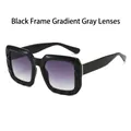 Gafas de sol cuadradas de gran tamaño con montura negra y lentes grises degradadas - Montura Negra Lente Gris Degradado
