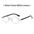Lunettes de soleil hexagonales modernes avec monture en argent et verres clairs - Monture Argentée Verres Transparents