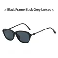 Occhiali da sole moderni cat-eye da donna con montatura nera e lenti grigio scuro - Montatura Nera Lenti Grigio Nero
