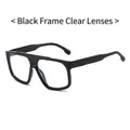 Futuristic black oversized sunglasses with clear lenses and minimalist frame design - Black Frame Clear Lenses