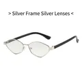 Irregular polygon sunglasses with silver metal frame and mercury mirror lenses - Silver Frame Silver Mirror Lens