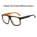 Fashionable oversized rectangular sunglasses with black and tea gradient frames and clear lenses - Black Tea Frame Clear Lenses