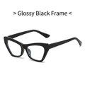 Fashionable bright black cat-eye glasses frame with blue light blocking lenses - Glossy Black Frame