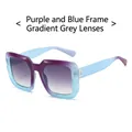 Gafas de sol cuadradas con montura degradada azul púrpura y lentes grises degradadas - Marco Púrpura Azul Lente Gris Degradado