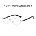 Irregular polygon sunglasses with silver metal frame and clear lenses for women and men - Silver Frame Clear Lenses