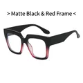 Occhiali da computer quadrati oversize alla moda con montura sfumata nero e rosso - Montatura Nero Rosso Opaco Lente Chiara