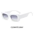 Retro rechthoekige zonnebril met wit montuur en grijze degradé glazen voor dames - Wit Frame Verloop Grijze Lenzen