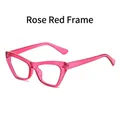 Retro rose red transparent cat-eye glasses frame with sleek anti-blue light design - Rose Red Frame