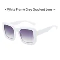 Chic square sunglasses featuring a white wide frame and gradient grey tinted lenses - White Frame Gradient Grey Lens