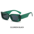 Retro rectangular sunglasses with translucent green frame and dark grey lenses for unisex - Green Frame Grey Lens