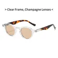 Retro oval sunglasses with transparent frame, champagne lenses and tortoiseshell temples - Transparent Frame Champagne Lens