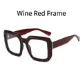 Chic wine red thick square glasses frame with unique wavy texture and gold metal accents - Wine Red Frame Clear Lens