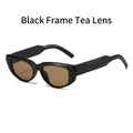 Gafas de sol retro cat-eye con montura negra brillante y lentes marrones translúcidas - Montura Negra Lentes de Té