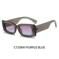 Chic square sunglasses in transparent gray frame with purple blue gradient lenses - Transparent Grey Frame Purple Blue Lens