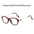 Fashion cat-eye glasses frame in tea amber and gold metal with clear lenses - Tea Frame Clear Lens