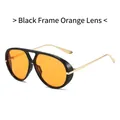 Double bridge aviator sunglasses with black frames and transparent orange lenses - Black Frame Orange Lens