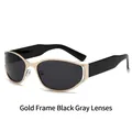 Chic Y2K oval hollow sunglasses with gold metal frame and black grey lenses C3 - Gold Frame Black Grey