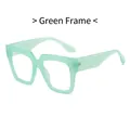 Stylish oversized square glasses frame in translucent mint green for a modern look - Green Frame Clear Lens