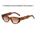 Gafas de sol retro ojo de gato con montura de carey y lentes degradadas en té - Marco de Leopardo Lentes de Té Degradados