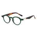 Retro round glasses with transparent green frame and stylish tortoiseshell temples - Green Frame Clear Lens