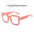 Square orange pink marble gradient frame glasses with transparent lenses in a trendy style - Orange Pink Frame Clear Lens