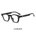 Montatura TR nero lucido alla moda con rivetti argento e lenti anti-luce blu - Montatura nero lucido