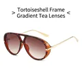 Tortoiseshell aviator sunglasses with gold metal temples and gradient tea lenses - Leopard Frame Gradient Tea Lens