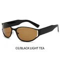 Gafas de sol Y2K con montura ovalada negra y lentes de color té claro - Marco Negro Lentes de Té Claro