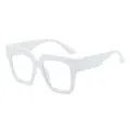 Women's stylish square blue light blocking glasses with a modern white frame - White Frame White Lens