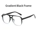Stylish square gradient black and clear blue light blocking glasses with double bridge - Gradient Black Frame
