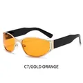 Gafas de sol ovaladas Y2K de metal dorado con lentes naranjas para mujer - Montura Dorada Lentes Naranjas