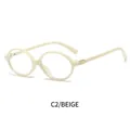 Occhiali ovali beige con eleganti dettagli dorati a rombi sulle stanghette - Montatura Beige