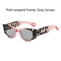 Lunettes de soleil œil-de-chat imprimé léopard rose et verres gris foncé - Monture Léopard Rose Verres Gris