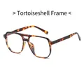 Classic square tortoise shell glasses frame with stylish double bridge and rivets - Tortoiseshell Frame