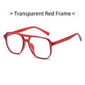 Transparent red pilot glasses frame with a stylish double bridge and square silhouette - Transparent Red