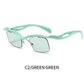 Gafas de sol cuadradas sin montura en verde menta con diseño de montura ondulada - Montura Verde / Lentes Verdes
