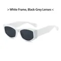 Lunettes de soleil polygonales blanches avec verres gris foncé et détails dorés - Monture Blanche Verres Gris Foncé