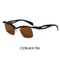 Gafas de sol cuadradas sin montura con montura negra ondulada y lentes de color té - Montura Negra Lentes de Té
