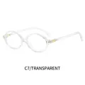 Retro transparent oval glasses frames with stylish gold metal accents on temples - Transparent Frame