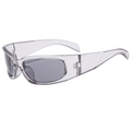 Futuristic punk wraparound sunglasses with transparent frame and dark gray lenses - Translucent Grey Frame Light Grey Lens