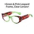 Lunettes œil-de-chat géométriques avec monture léopard rose-vert et verres clairs - Monture Léopard Rose Vert Verres Transparents